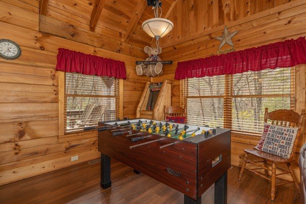 Foosball table at Bearfoot Adventure, a Gatlinburg Cabin rental
